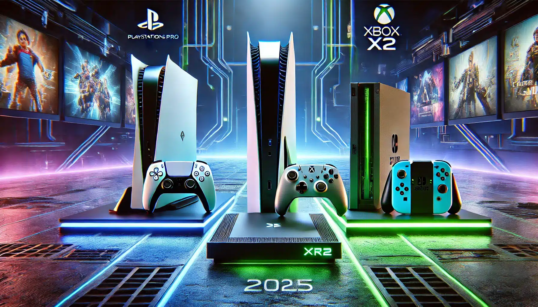 Console War- showcase delle console in ambiente futuristico